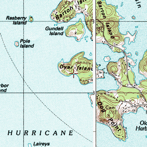 Topographic Map of Dyer Island, ME