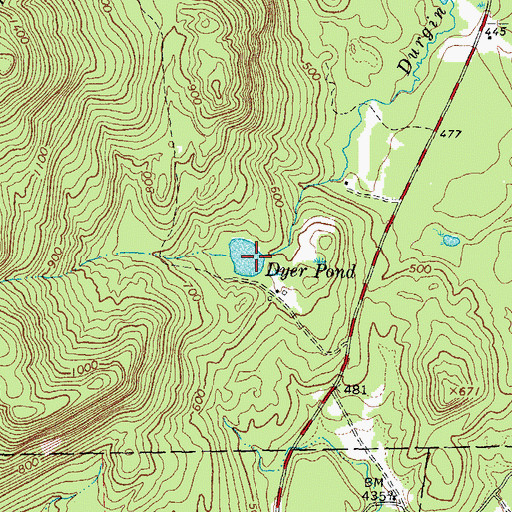 Topographic Map of Dyer Pond, ME