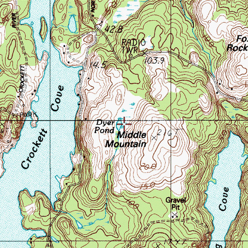 Topographic Map of Dyer Pond, ME