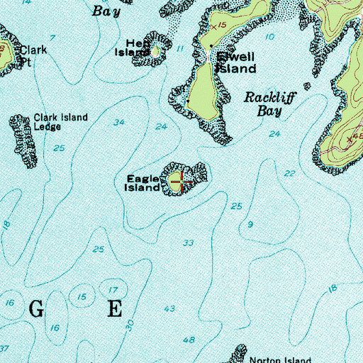 Topographic Map of Eagle Island, ME