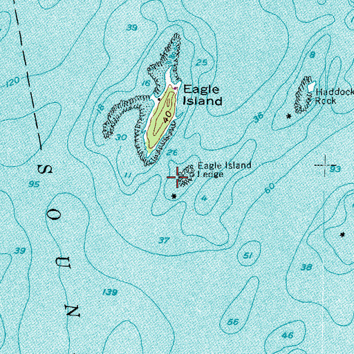 Topographic Map of Eagle Island Ledge, ME