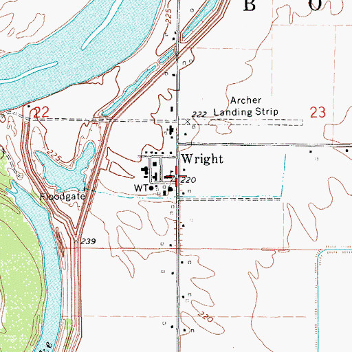 Topographic Map of Wright, AR