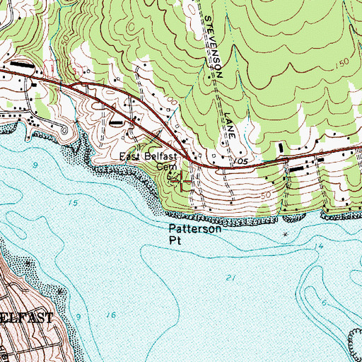 Topographic Map of East Belfast Cemetery, ME