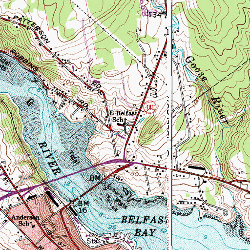 Topographic Map of East Belfast School, ME