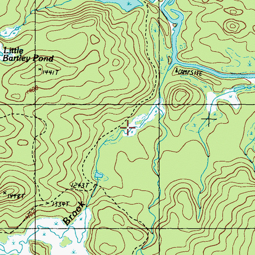 Topographic Map of East Branch Barrett Brook, ME