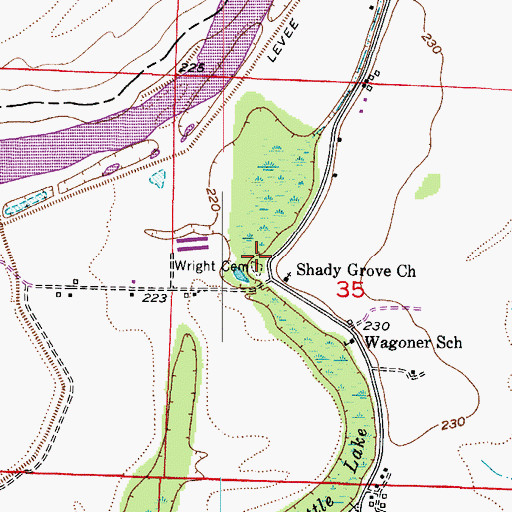 Topographic Map of Wright Cemetery, AR
