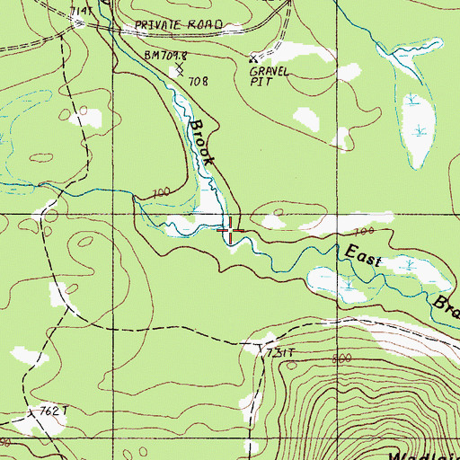 Topographic Map of East Branch Carry Brook, ME