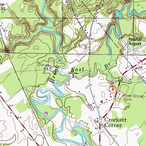 Topographic Map of East Branch Chandler Brook, ME