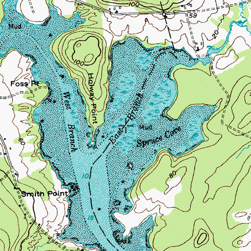 Topographic Map of East Branch Little Kennebec Bay, ME