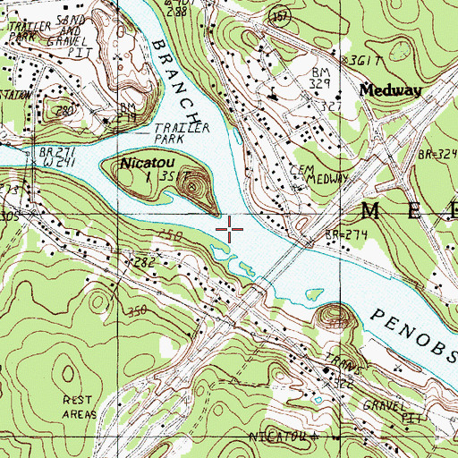 Topographic Map of East Branch Penobscot River, ME