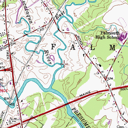 Topographic Map of East Branch Piscataqua River, ME