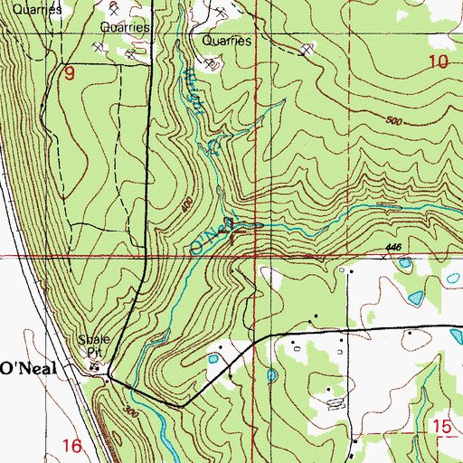 Topographic Map of Wright Creek, AR