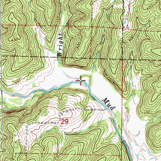 Topographic Map of Wright Creek, AR
