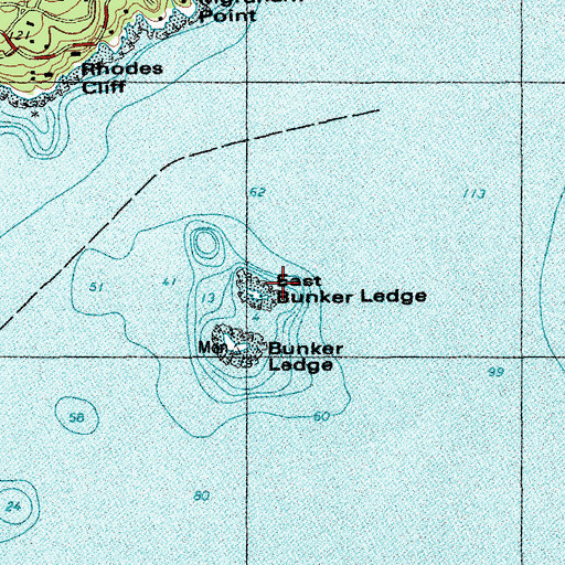 Topographic Map of East Bunker Ledge, ME
