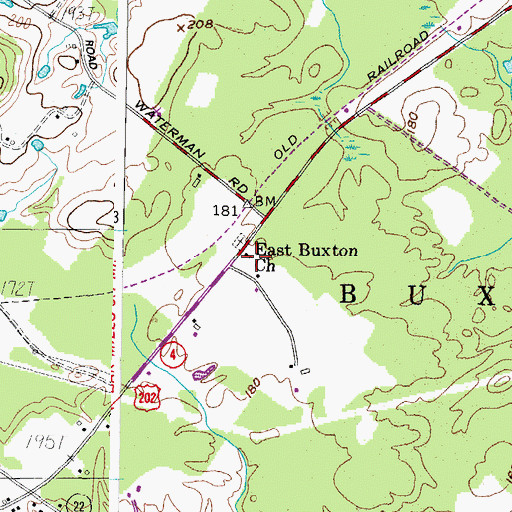Topographic Map of East Buxton Church, ME