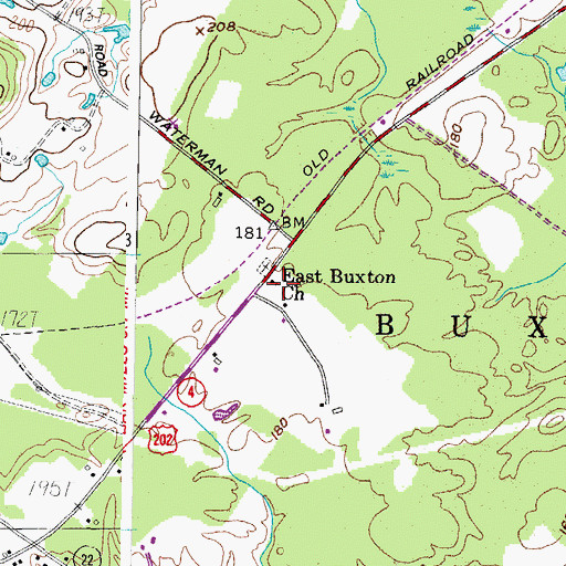 Topographic Map of East Buxton Church, ME