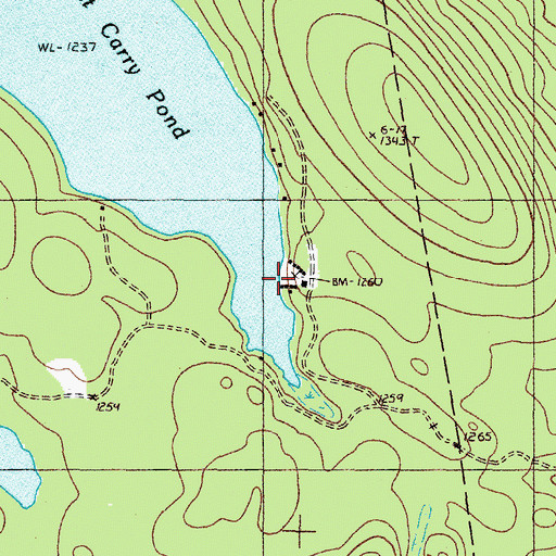 Topographic Map of East Carry Camps, ME