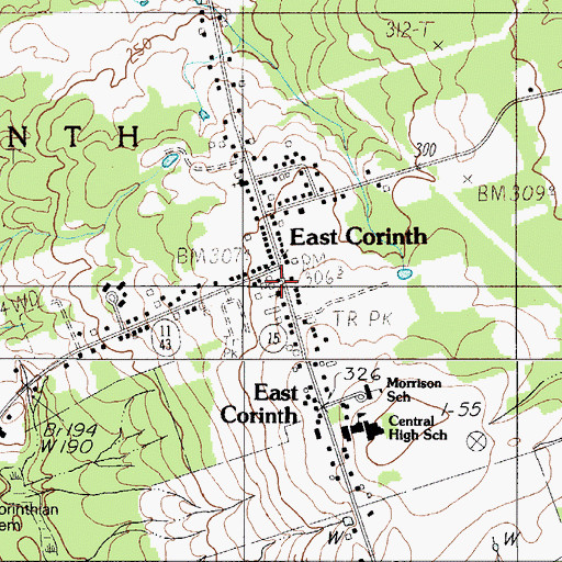 Topographic Map of East Corinth, ME