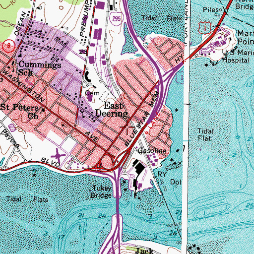 Topographic Map of East Deering, ME
