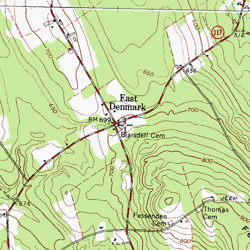 Topographic Map of East Denmark, ME