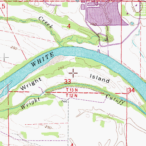 Topographic Map of Wright Island, AR
