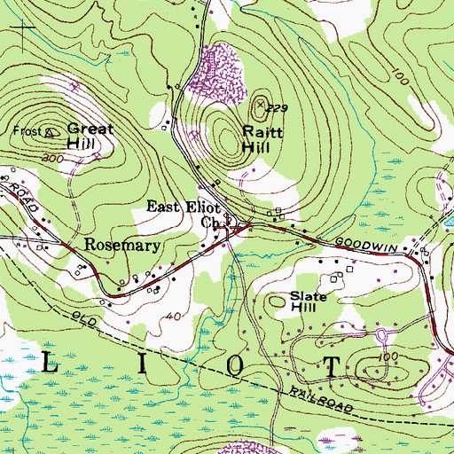 Topographic Map of East Eliot Church, ME