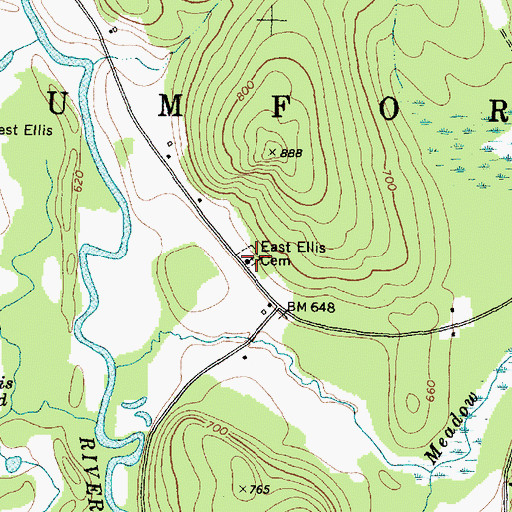 Topographic Map of East Ellis Cemetery, ME