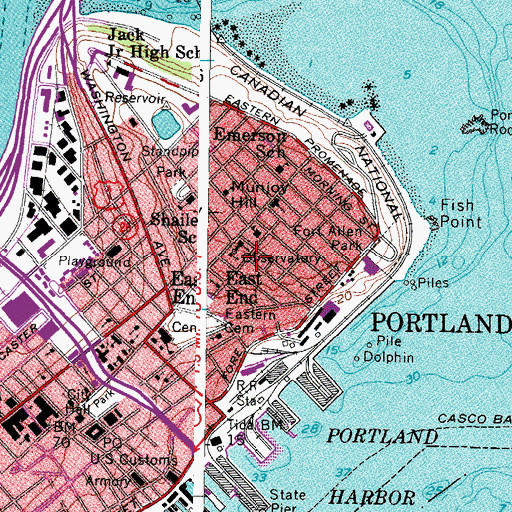 Topographic Map of East End, ME