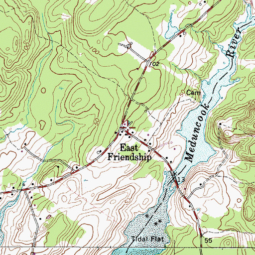 Topographic Map of East Friendship, ME