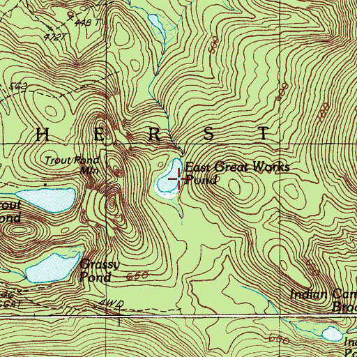 Topographic Map of East Great Works Pond, ME