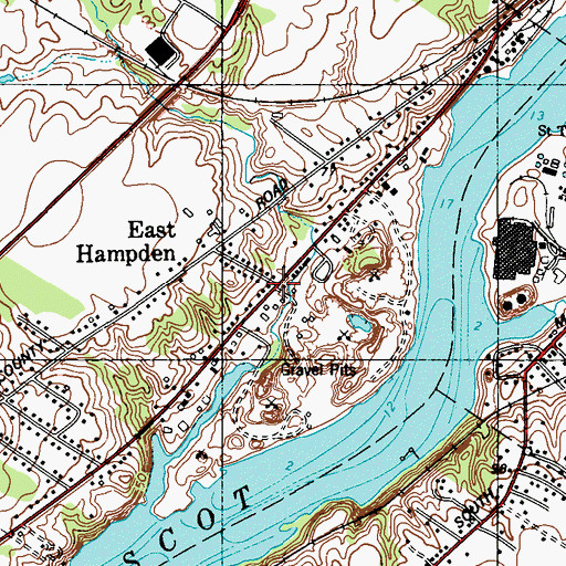 Topographic Map of East Hampden, ME