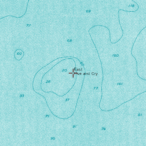 Topographic Map of East Hue and Cry, ME