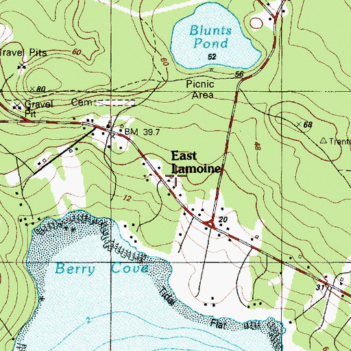 Topographic Map of East Lamoine, ME