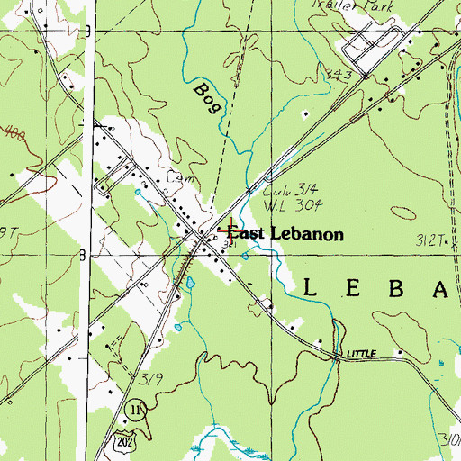 Topographic Map of East Lebanon, ME