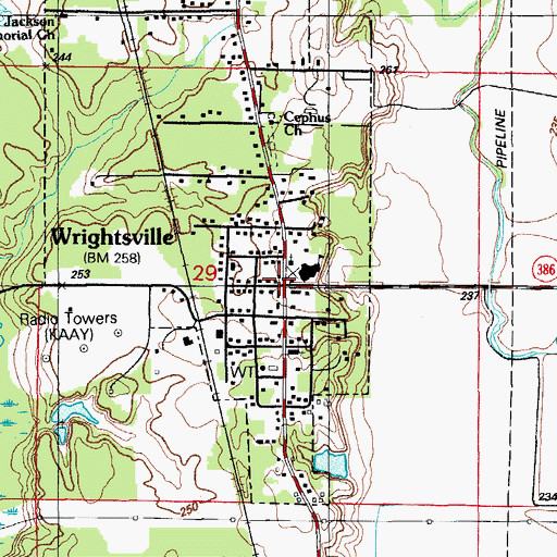 Topographic Map of Wrightsville, AR