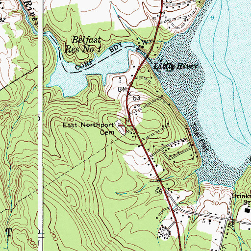 Topographic Map of East Northport Cemetery, ME