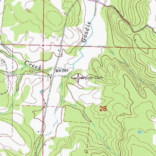 Topographic Map of Wyatt Cemetery, AR