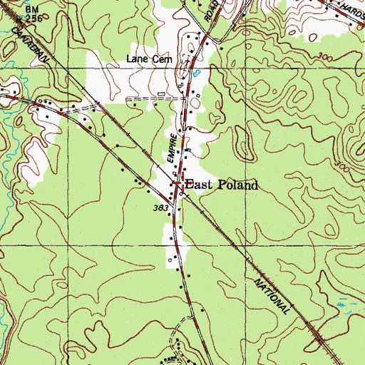 Topographic Map of East Poland, ME