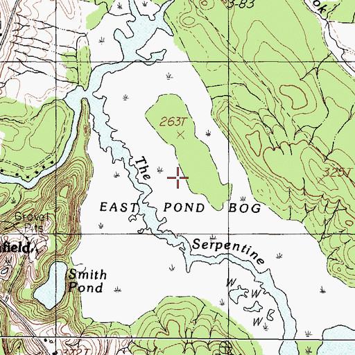 Topographic Map of East Pond Bog, ME