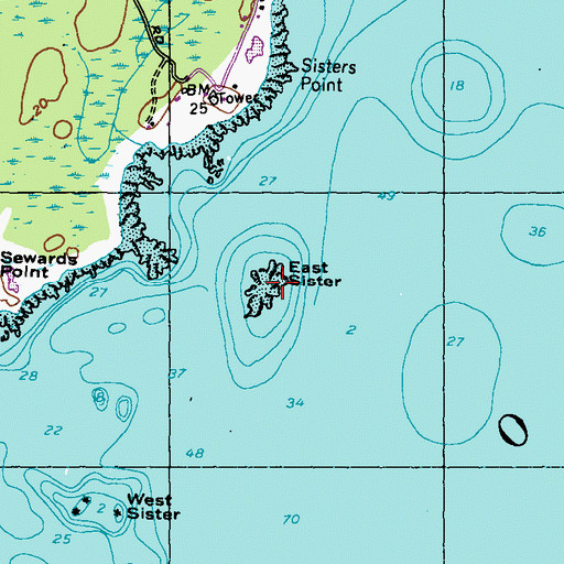Topographic Map of East Sister, ME