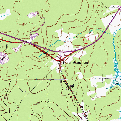 Topographic Map of East Steuben, ME