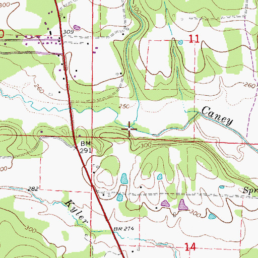 Topographic Map of Wycough Branch, AR
