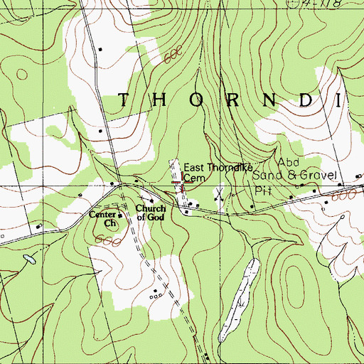 Topographic Map of East Thorndike Cemetery, ME