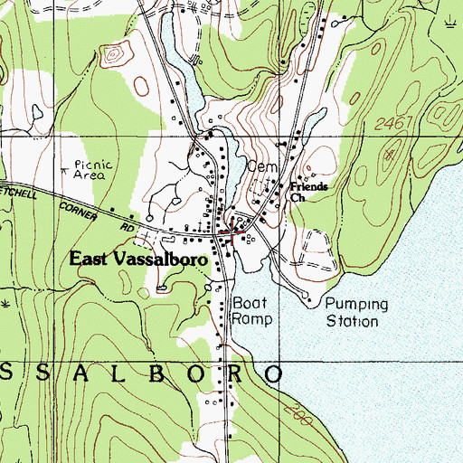 Topographic Map of East Vassalboro, ME