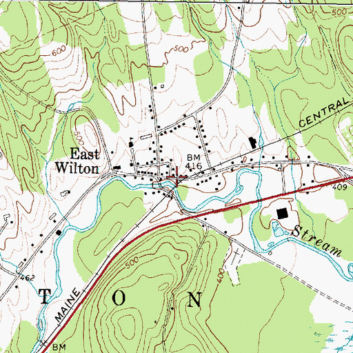 Topographic Map of East Wilton, ME