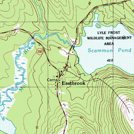 Topographic Map of Eastbrook, ME