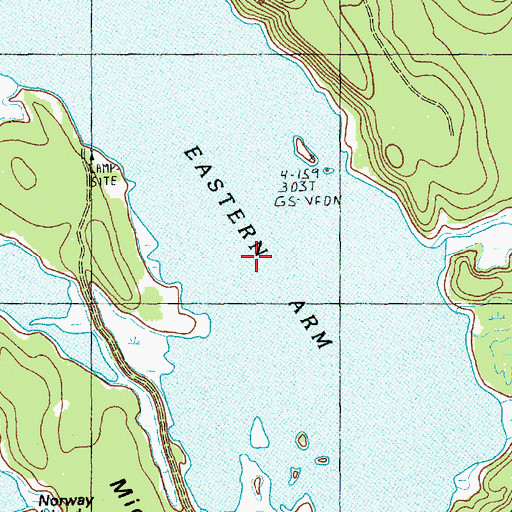 Topographic Map of Eastern Arm Third Machias Lake, ME