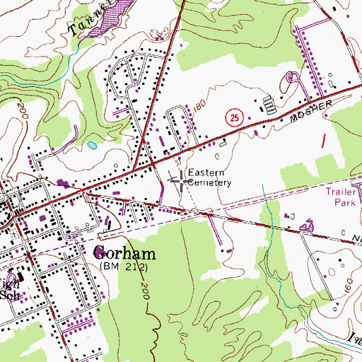 Topographic Map of Eastern Cemetery, ME