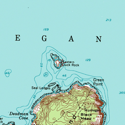 Topographic Map of Eastern Duck Rock, ME