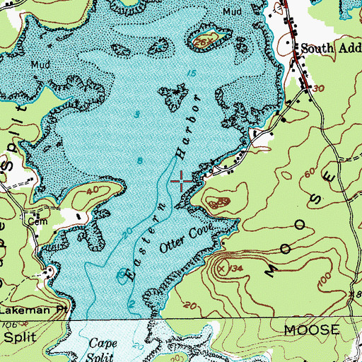 Topographic Map of Eastern Harbor, ME